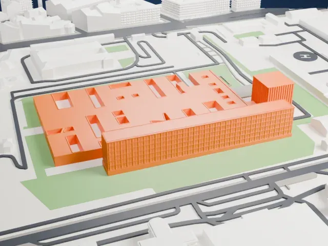 Biblioteca Nazionale Centrale di Roma model, East view
