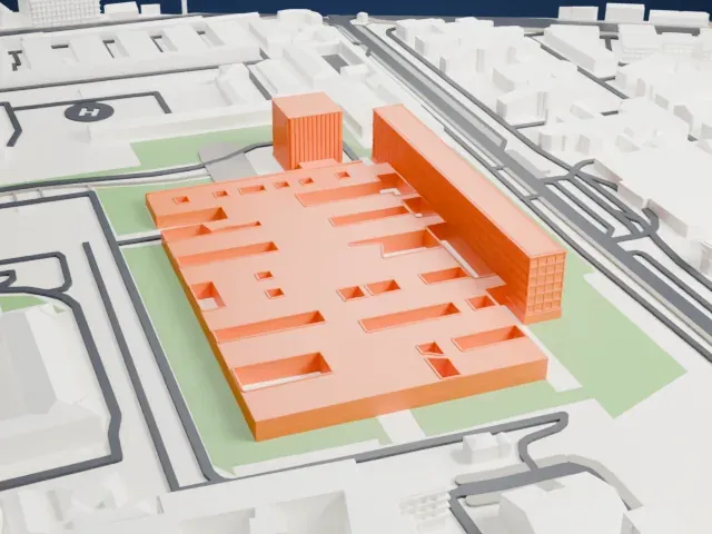Biblioteca Nazionale Centrale di Roma model, South view