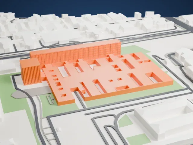 Biblioteca Nazionale Centrale di Roma model, West view