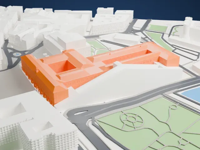 Biblioteca Nazionale Vittorio Emanuele III model, South view