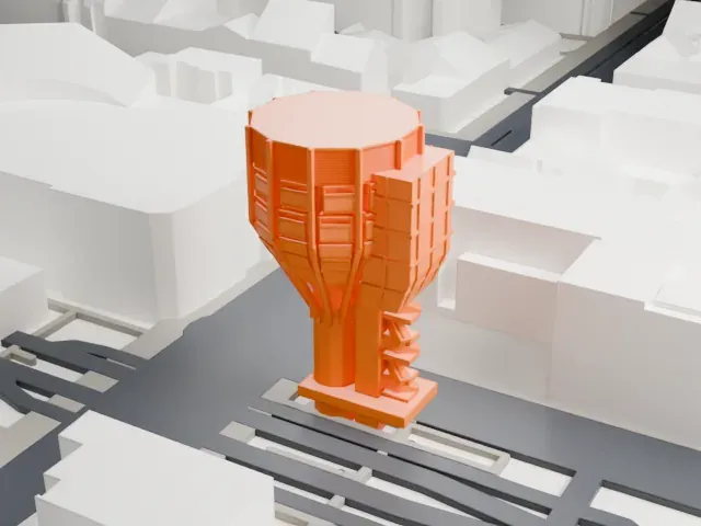 Bierpinsel model, North view