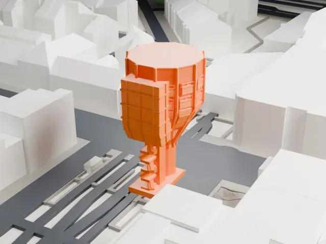 Bierpinsel model, West view