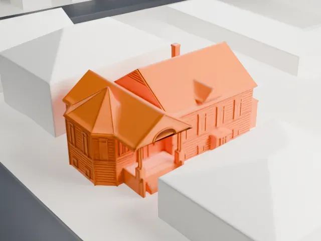 Bikur Cholim Synagogue model, East view