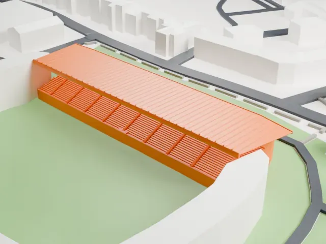 Bilino Polje Stadium model, East view