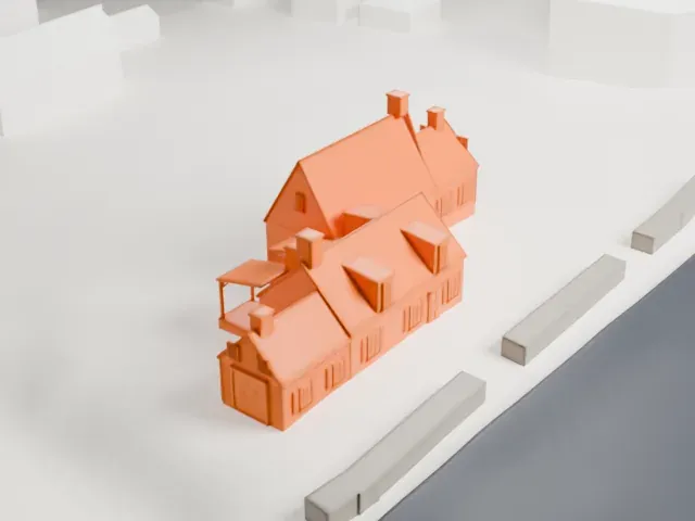 Billiou–Stillwell–Perine House model, North view