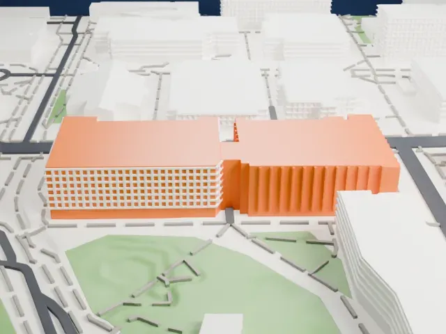 Biodesign Institute model, East view