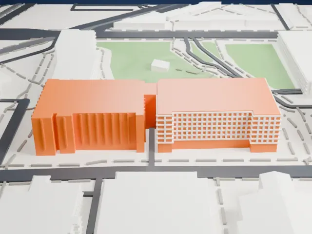 Biodesign Institute model, West view