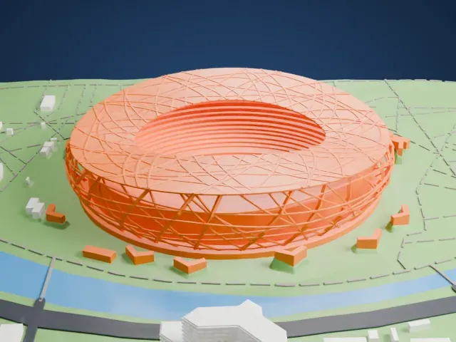 Beijing National Stadium (Bird's Nest) model, East view