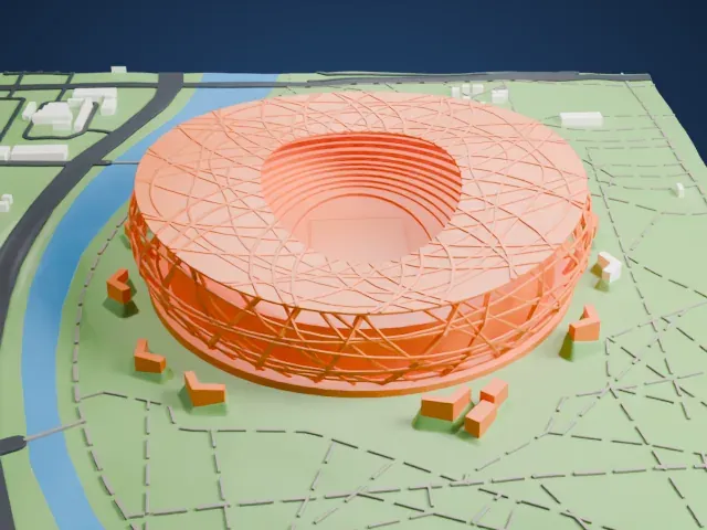 Beijing National Stadium (Bird's Nest) model, North view