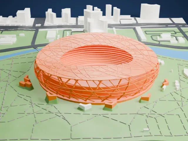 Beijing National Stadium (Bird's Nest) model, West view