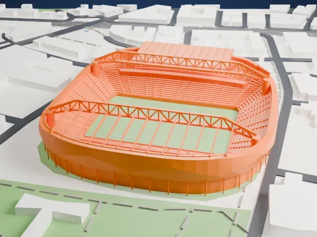 Bloomfield Stadium model, East view