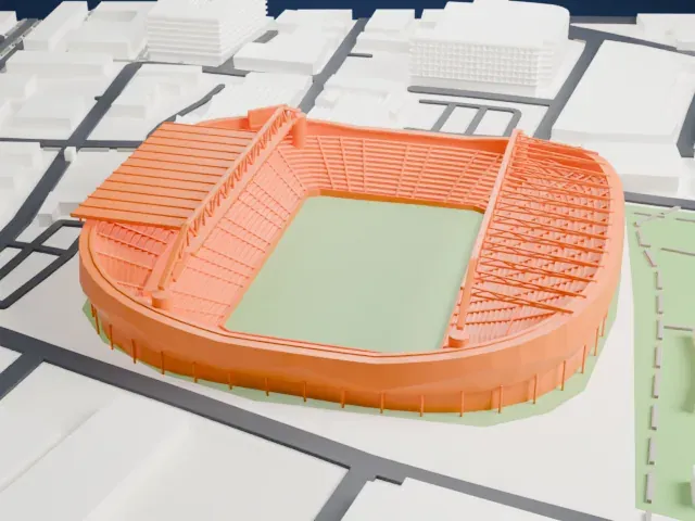 Bloomfield Stadium model, South view