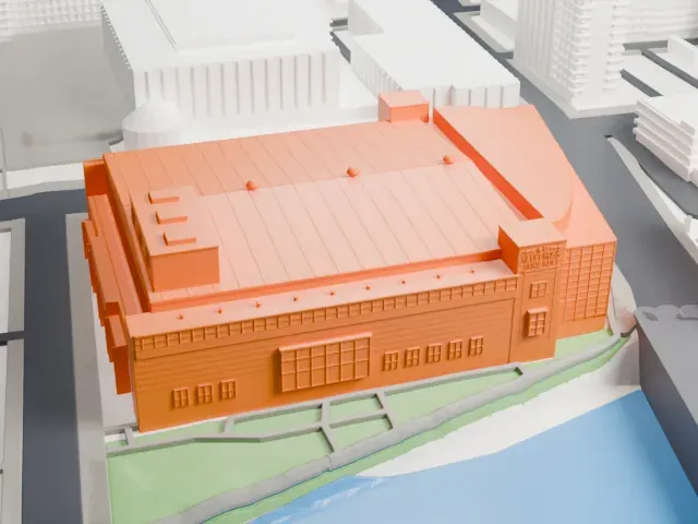 Blue Cross Arena model, East view
