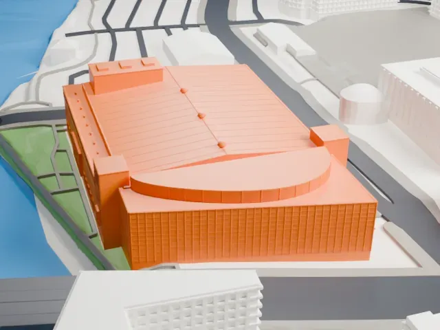 Blue Cross Arena model, North view
