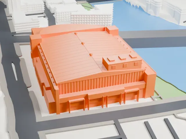 Blue Cross Arena model, South view