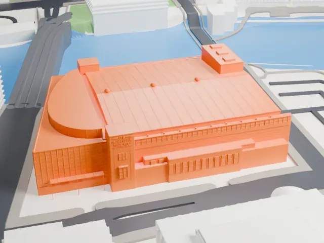 Blue Cross Arena model, West view