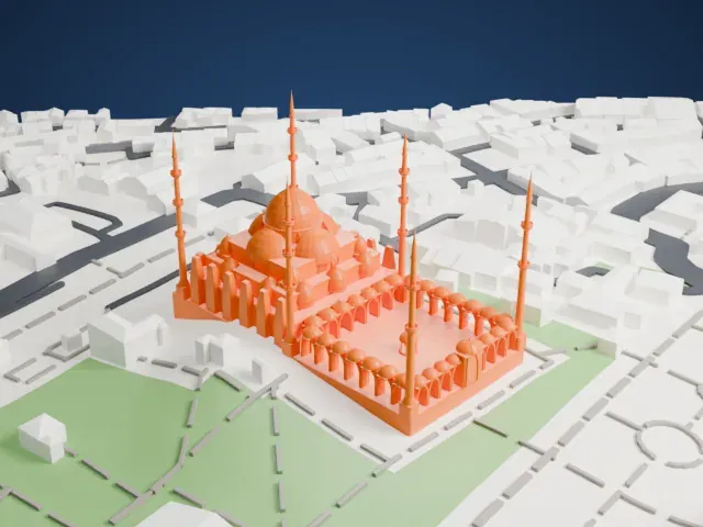 Blue Mosque model, North view