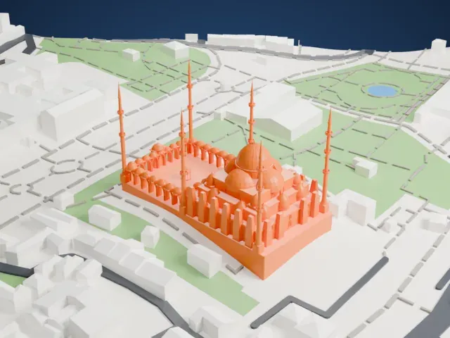 Blue Mosque model, South view