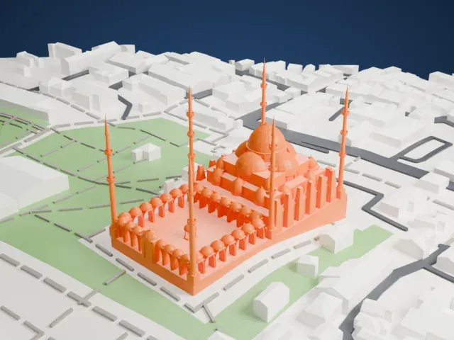 Blue Mosque model, West view