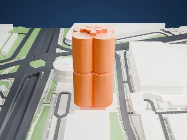 BMW Headquarters model, East view
