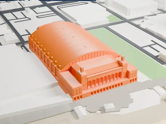 Boardwalk Hall model, South view
