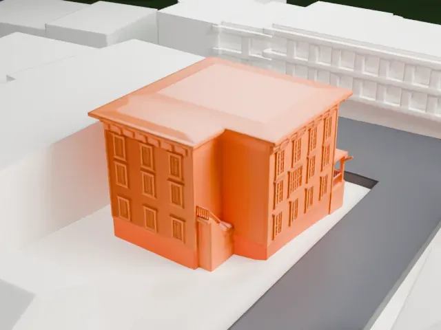 Boonton Public Library model, North view