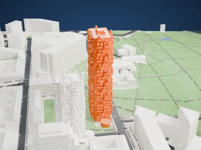 Bosco Verticale model, West view