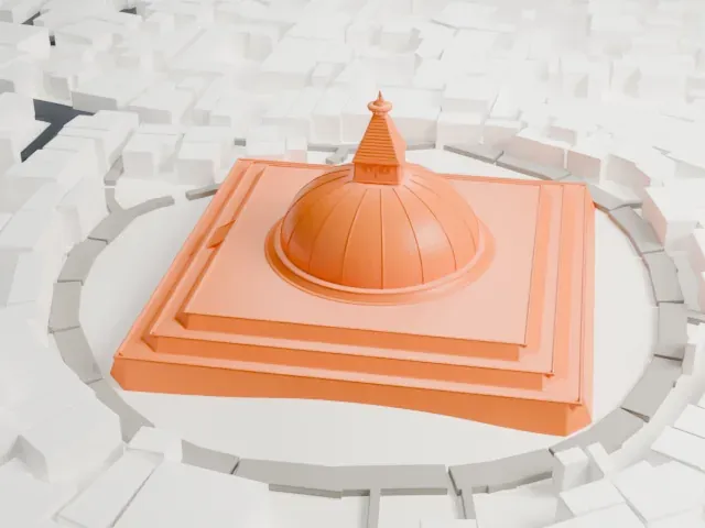 Boudhanath model, West view