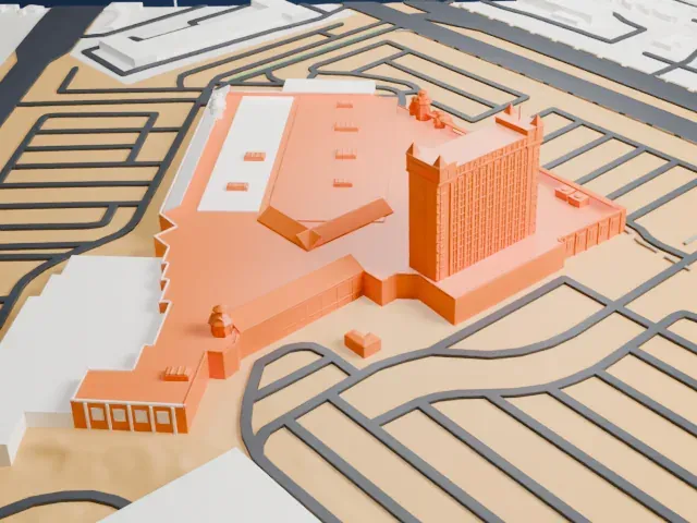 Boulder Station model, North view