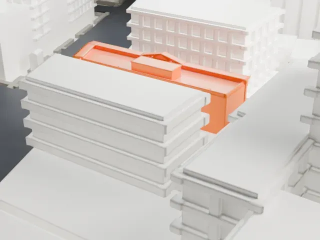 Bouwerie Lane Theatre model, North view