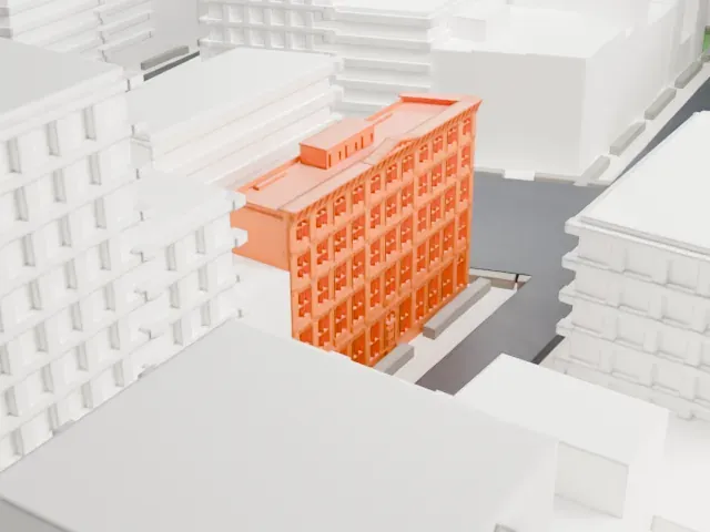 Bouwerie Lane Theatre model, West view