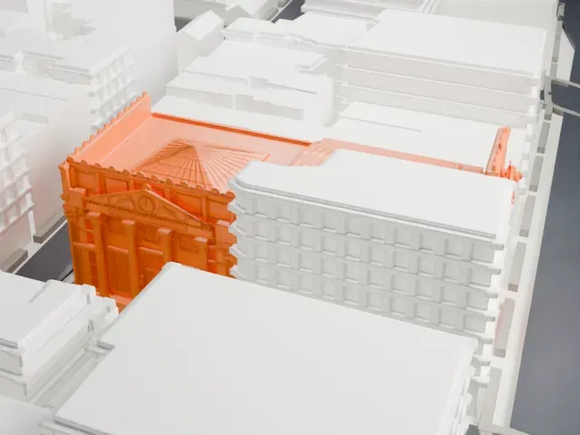 Bowery Savings Bank Building, 130 Bowery model, South view