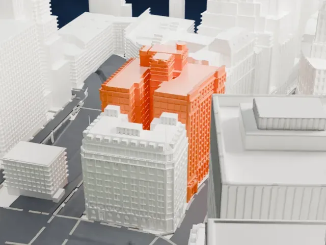 Bowling Green Offices Building model, South view