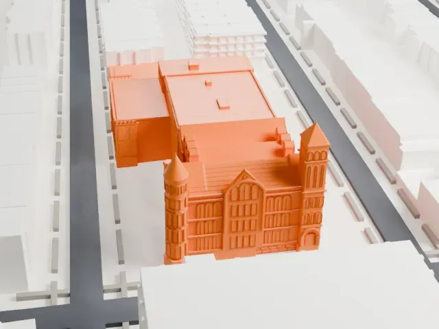 Boys High School, Brooklyn model, East view