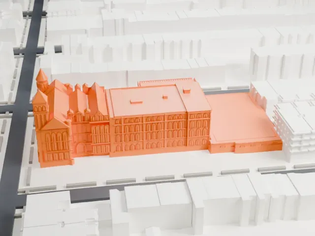 Boys High School, Brooklyn model, North view