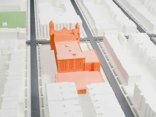 Boys High School, Brooklyn model, West view