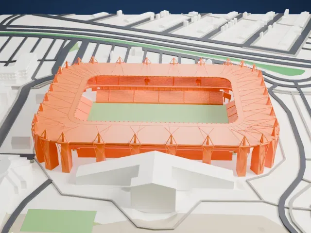 Brøndby Stadium model, East view