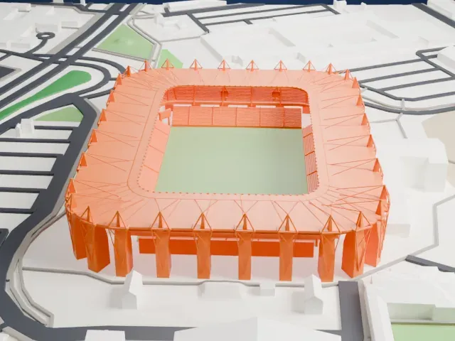 Brøndby Stadium model, South view