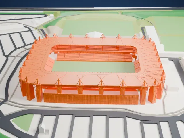 Brøndby Stadium model, West view