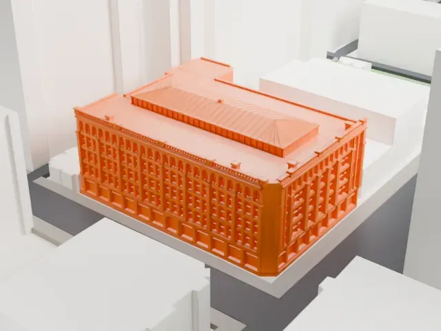 Bradbury Building model, North view