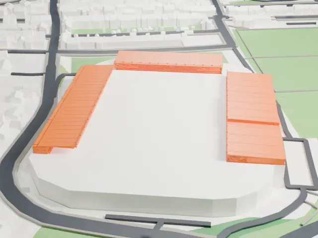 Brann Stadion model, East view