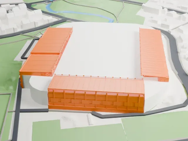 Brann Stadion model, West view