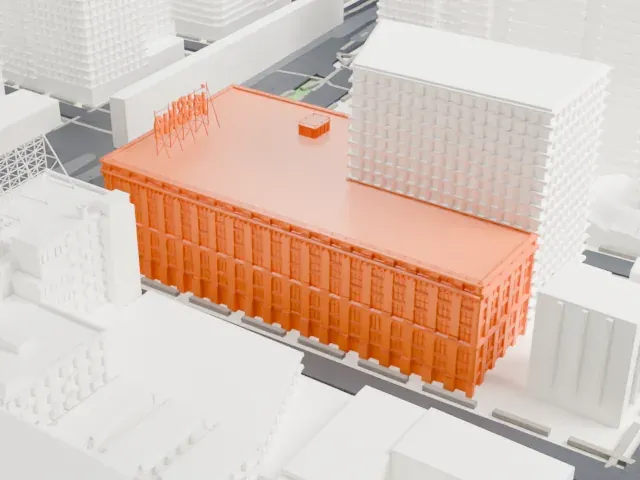 Brewster Building, Queens model, East view