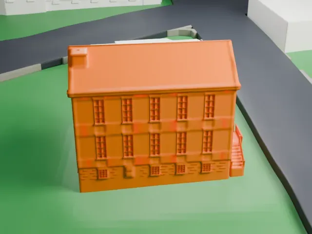 Brick Academy model, West view