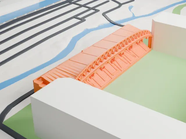 Brick Community Stadium model, West view