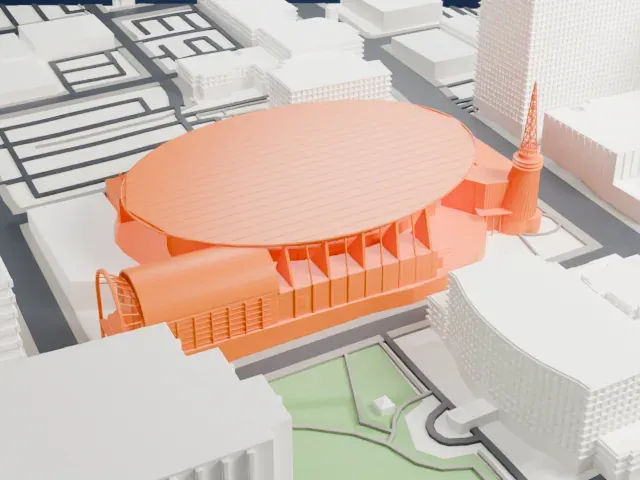 Bridgestone Arena model, East view