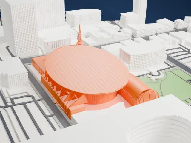 Bridgestone Arena model, South view