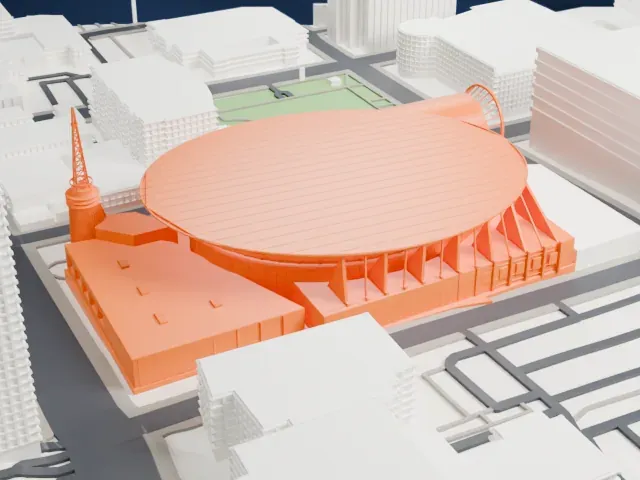 Bridgestone Arena model, West view