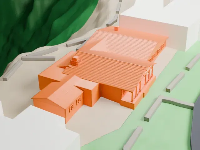 Bright Angel Lodge model, West view