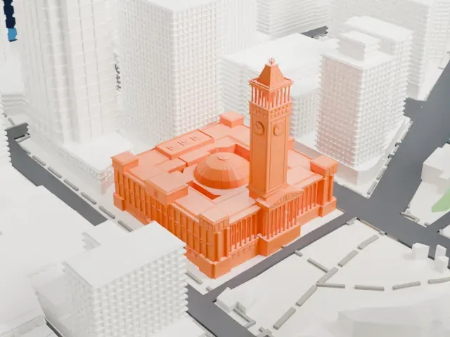 Brisbane City Hall model, East view